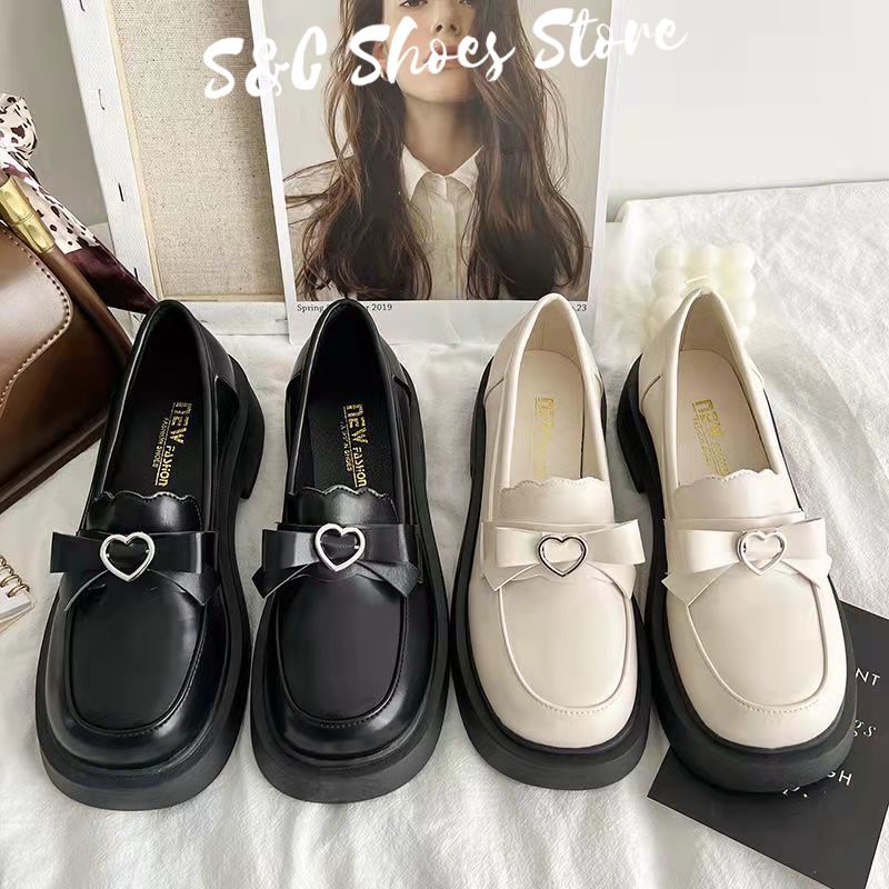 Giày Mary Jane Mũi Tròn Chất Liệu Da Cao Cấp Phong Cách Anh Quốc Retro Nhật Bản 4.5CM Chất Lượng Cao