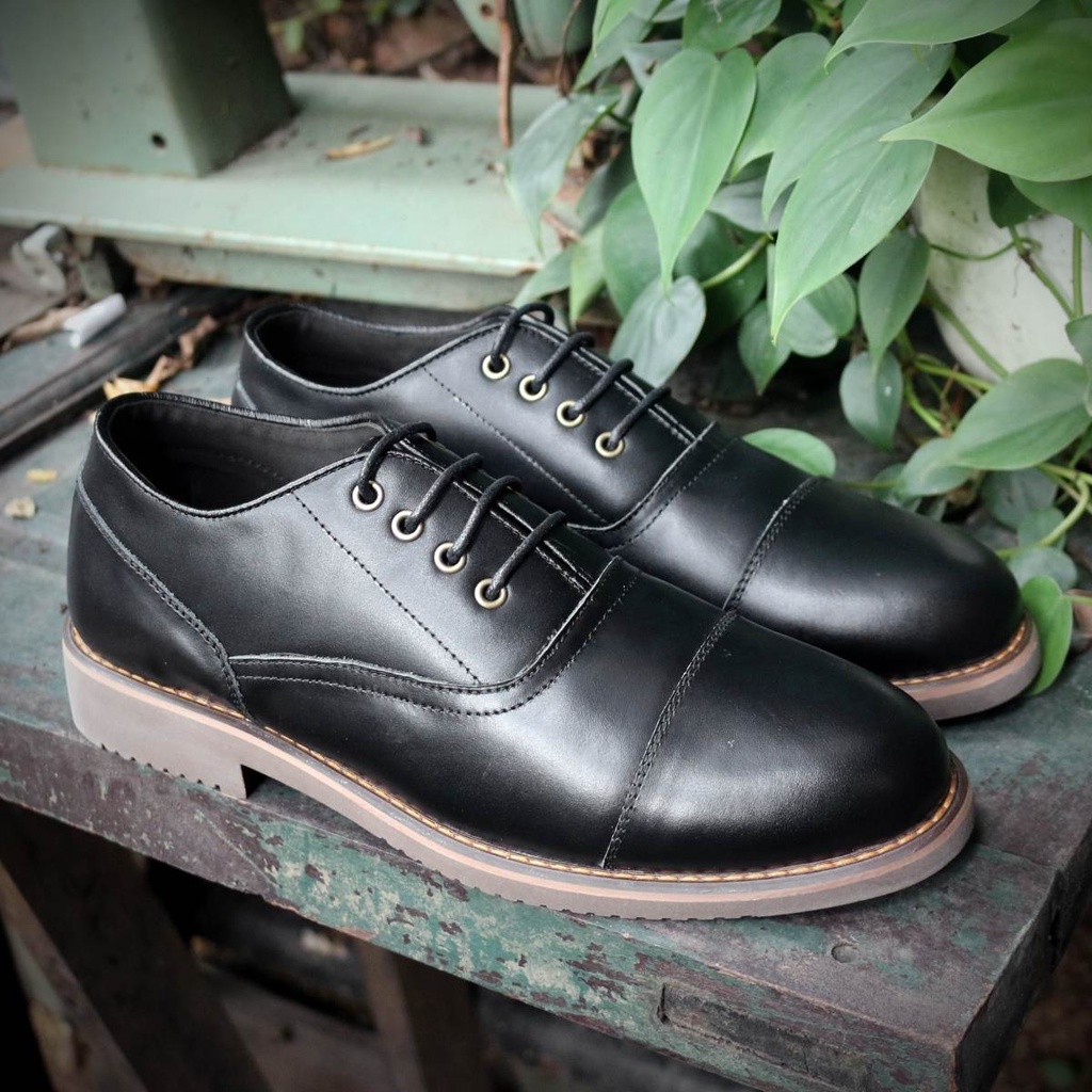 Giày da nam công sở Oxford Đen da Bò cao cấp Lucas Shoes bảo hành 1 năm