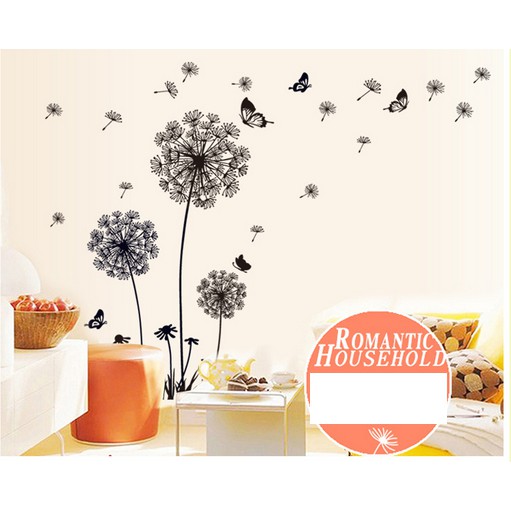 Combo 2 decal hoa bồ công anh dán tường trang trí phòng đẹp, bền, rẻ AmyShop