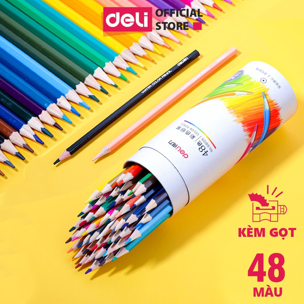 Bút Chì Màu Cốc Kèm Chuốt Gọt Deli - Màu Chì Cho Bé Thân Gỗ Tự Nhiên An Toàn Vẽ Thiết Kế Phác Họa Tô Màu Tranh