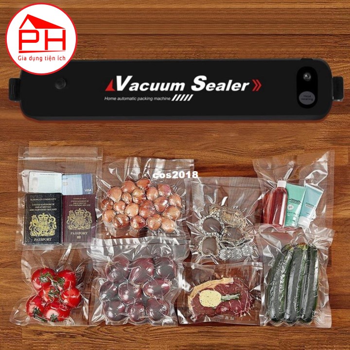 Máy hút chân không Vacuum Sealer bảo vệ thực phẩm đơn giản hiệu quả, kiêm máy hàn miệng túi - Tặng kèm 10 túi chân không