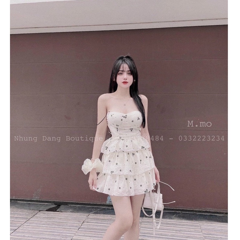 Đầm váy nữ họa tiết hoa 2 dây bánh bèo tôn dáng trẻ trung sang trọng thanh lịch siêu xinh