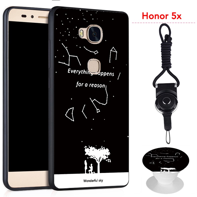 Ốp điện thoại có đế đỡ và dây đeo họa tiết hoạt hình cho Huawei Honor 5X/GR5 2016/KII-L21/KII-L22/KII-L23
