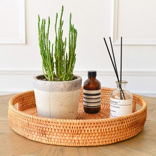[MÂY TRE CÓI BIBO] Khay mây tròn dùng đựng đồ ăn, ấm trà, trang trí decor nhà cửa