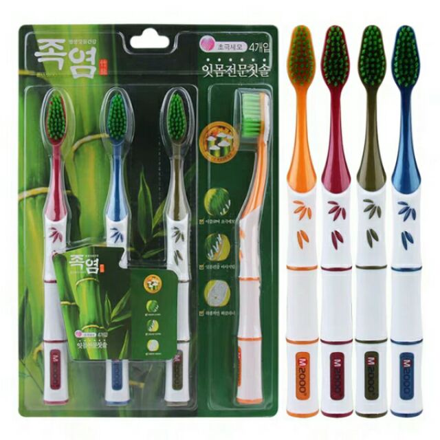 Vỉ 4 bàn chải đánh răng Hàn quốc bamboo