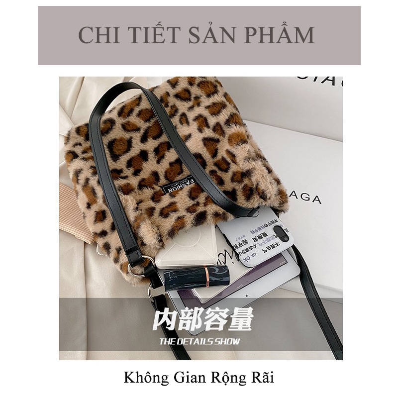 Túi Tote Lông Thú Kèm Quai Da Nhiều Màu Sắc