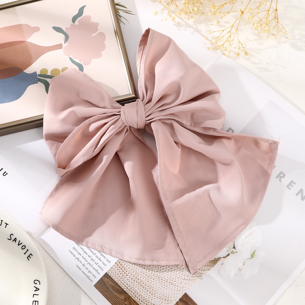 Kẹp tóc nơ HAIMEIKANG vải màu trơn đơn giản chất lượng cao 18cm