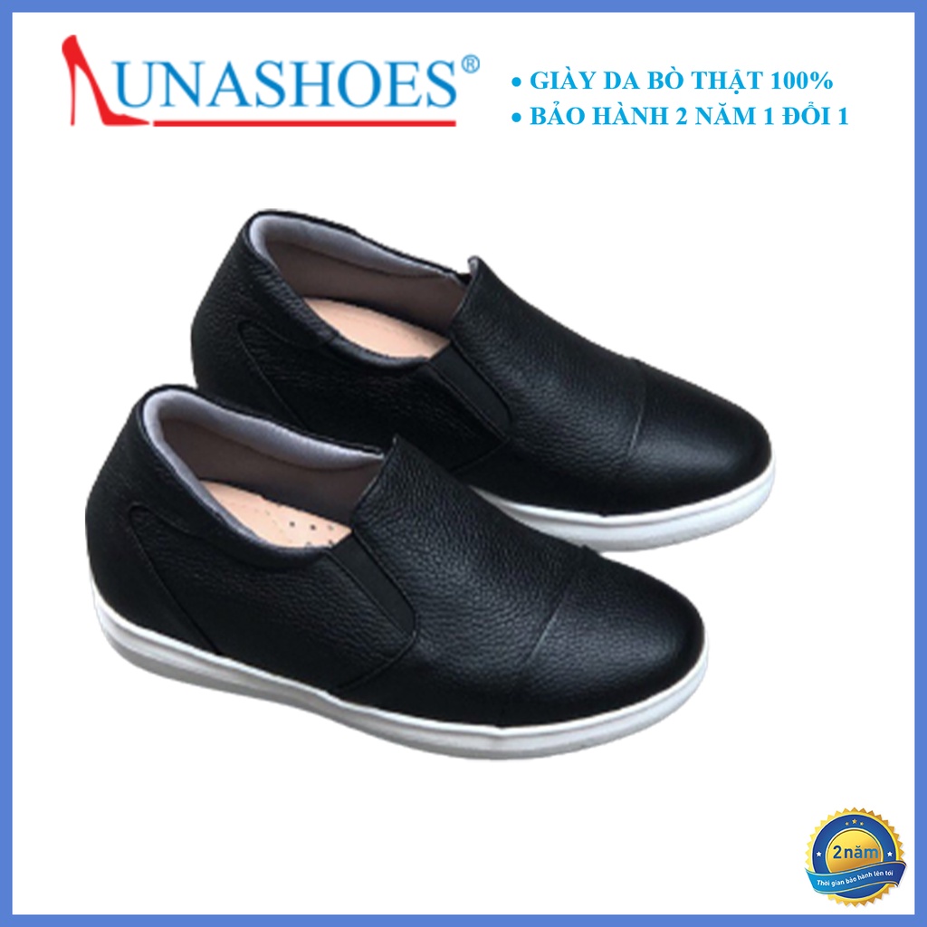 Giày lười nữ, slip on Lunashoes (709) da bò thật mềm đế cao su cao 5p cực đẹp hack chiều cao giầy trung niên cho mẹ