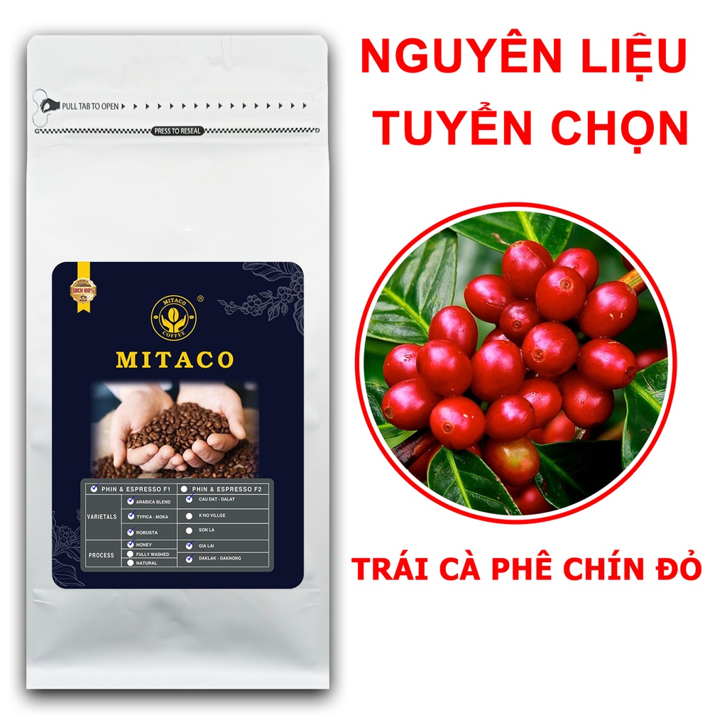 Cà phê nguyên chất Thượng Hạng F1 MITACO COFFEE (Gói 1kg)