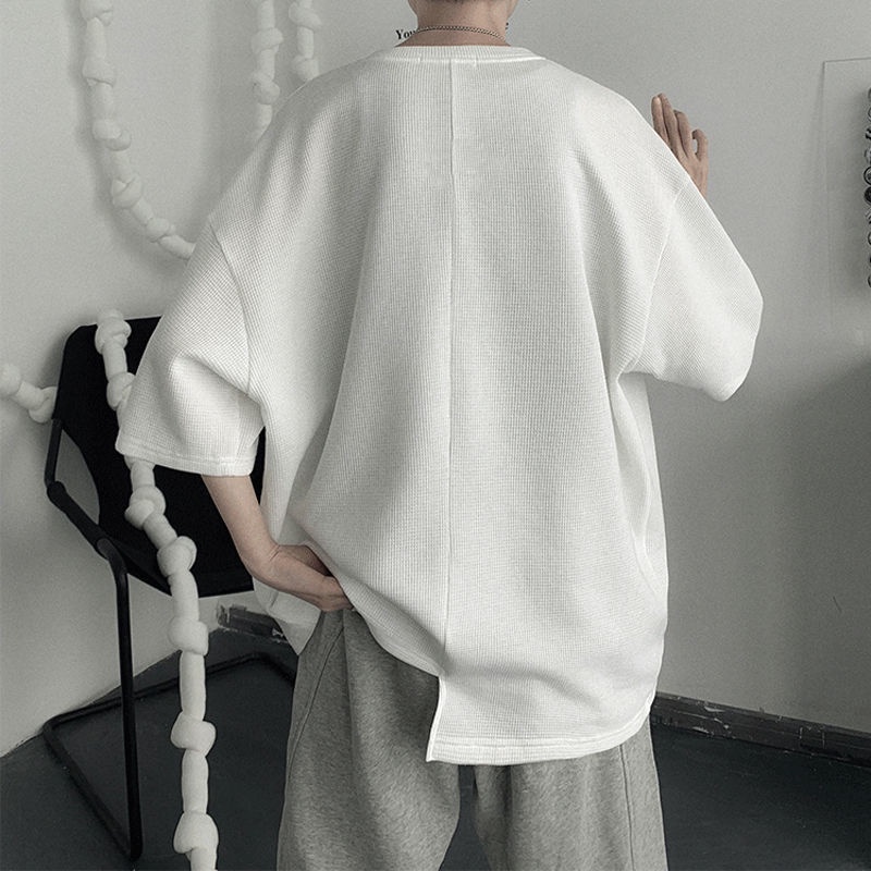 Áo Thun Tay Ngắn Dáng Rộng Phong Cách Hồng Kông Thời Trang Cá Tính Cho Nam