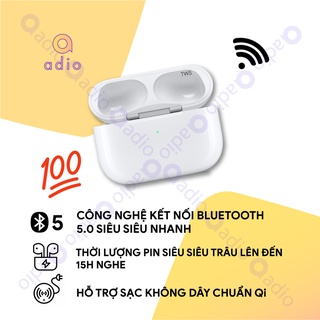 Tai Nghe Bluetooth TWS PRO - Chống ỒN ANC - Cao Cấp Nhất - Đầy Đủ Các Chức Năng - Sạc Không Dây - Tặng Ốp Silicon Bảo Vệ