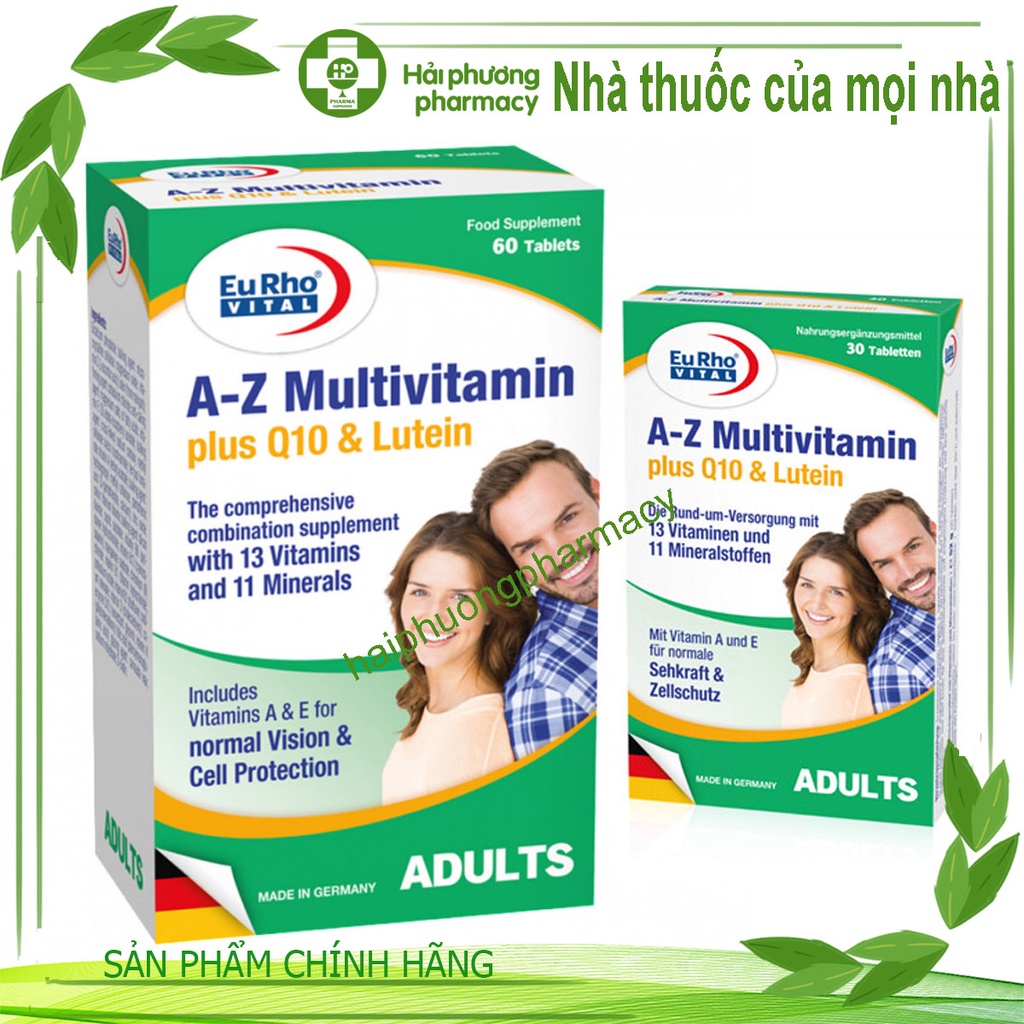Thực phẩm bổ sung đa vitamin EuRho Vital A-Z Multivitamin Plus Q10 &amp; Lutein