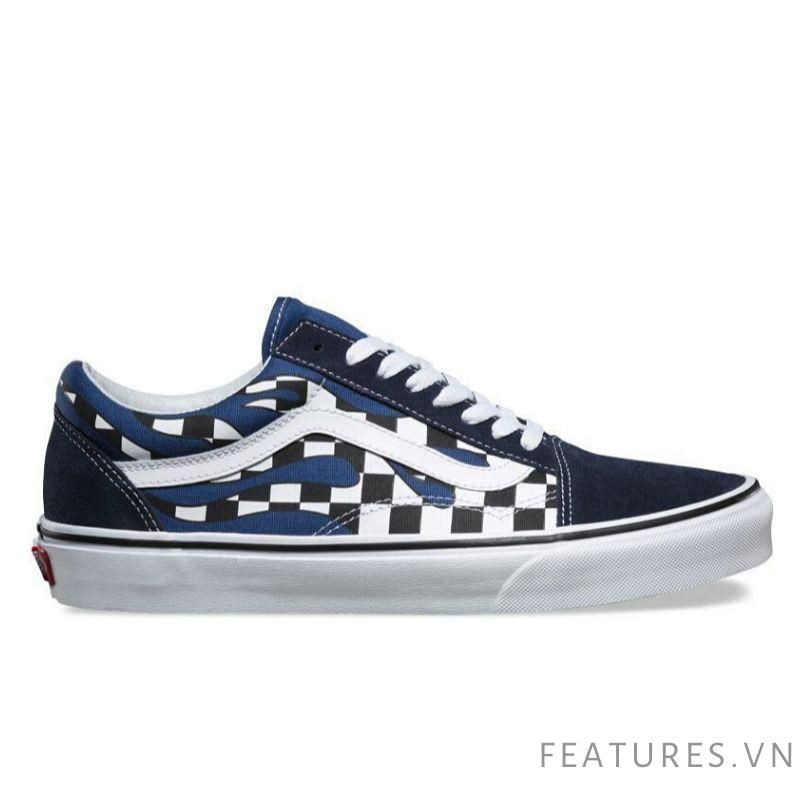 [[GIÀY CHÍNH HÃNG] Giày Sneakers Vans Old Skool Flame Navy White - Ship US