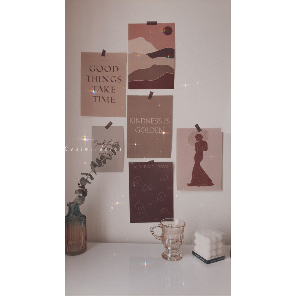 [FOLLOW US GIẢM 30K] Bìa ảnh giấy Minimalist QUOTES POSTCARD vintage trang trí bàn học, dán tường kiểu Hàn Casimi Decor