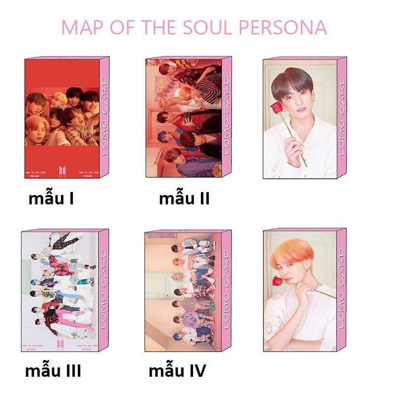 Hộp 32 lomo BTS Map of the soul - persona ( tặng 4 kẹp + 1 dây treo )