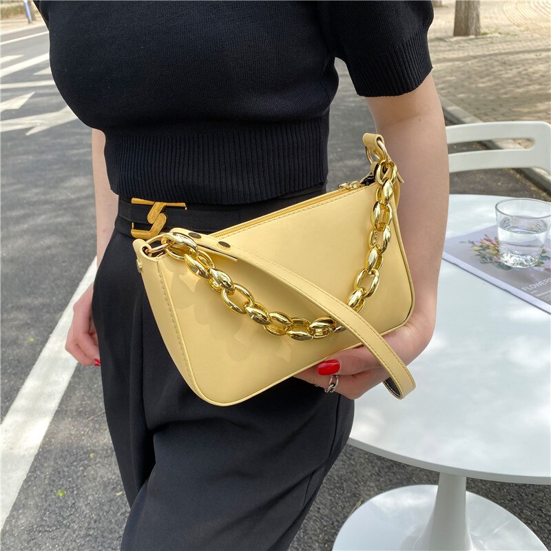 Túi xách JASMIN NOIR bằng da PU hình vuông nhỏ phối dây xích thời trang cao cấp cho nữ