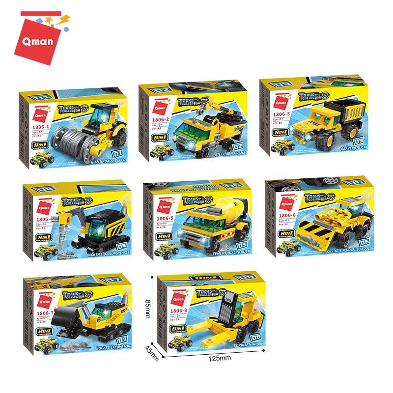 Đồ chơi kiểu Lego mini xếp hình lắp ráp xe công trình (giao hàng ngẫu nhiên)