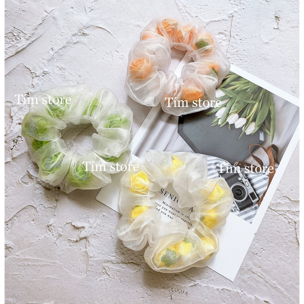 {Ảnh thật} SCRUNCHIES HOA LẮC ROSY- CỘT TÓC VẢI THỜI TRANG NỮ HOT TREND GIÁ RẺ