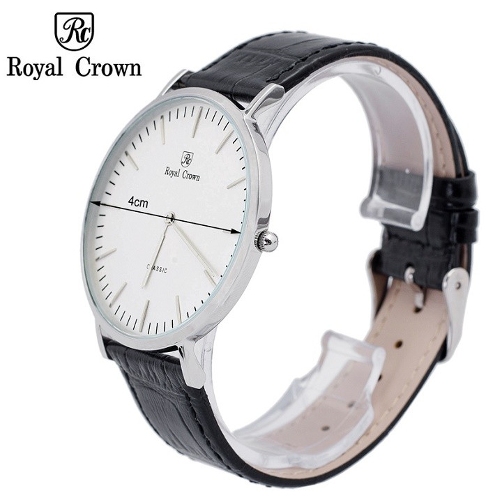 [ROYAL CROWN CHÍNH HÃNG] Đồng hồ Nam Chính Hãng Royal Crown 7601M dây da đen