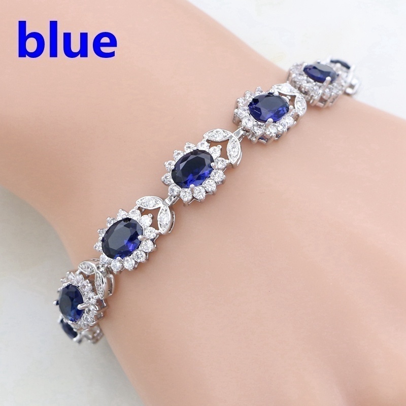 Vòng Tay Bạc Lấp Lánh Hình Oval Cho Nữ