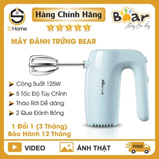 Máy Đánh Trứng Cầm Tay BEAR Chính Hãng, Máy Đánh Bột 5 Tốc Độ, Công Suất 125W, Tiện Dụng, BH 12 Tháng,  - S'Home