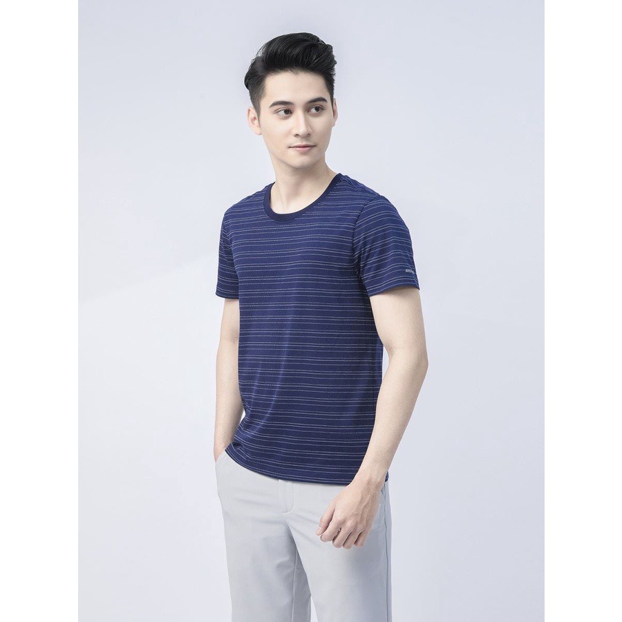 Áo cộc tay cổ tròn ARISTINO dáng suông nhẹ, họa tiết kẻ trẻ trung, năng động, cotton mềm nhẹ - ATS017S1