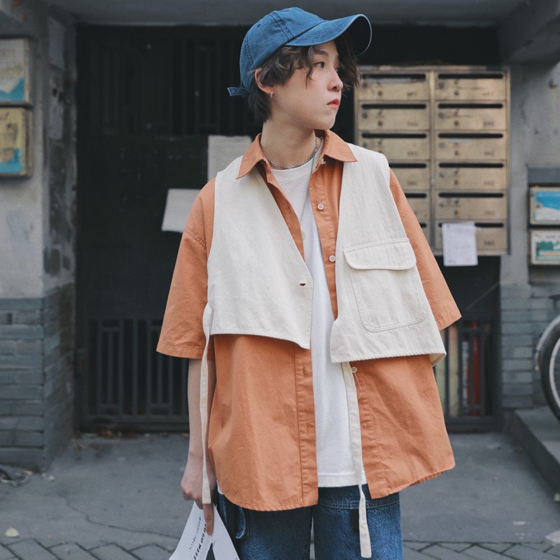 Áo Thun Tay Ngắn Giả Lớp Thời Trang Cho Nam