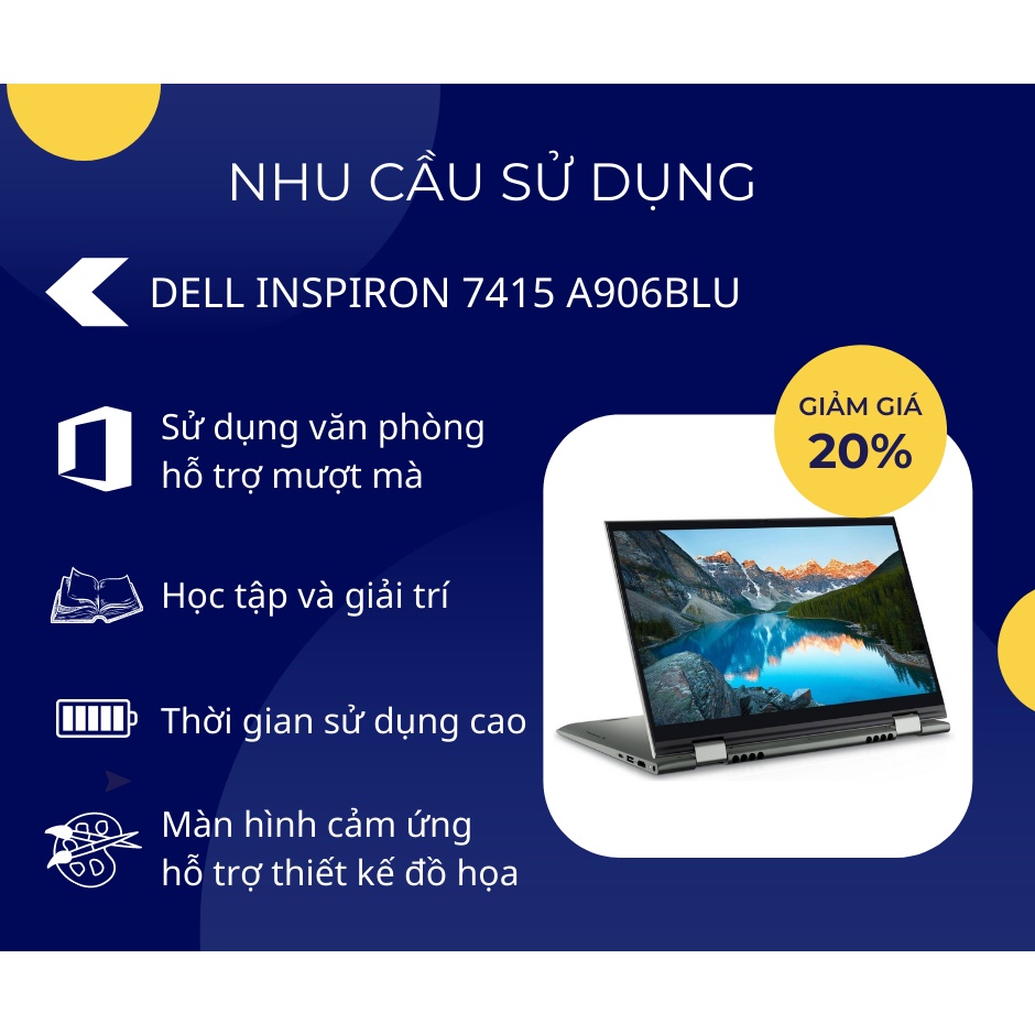 LAPTOP DELL INSPIRON 7415 TOUCH SCREEN - CHÍNH HÃNG