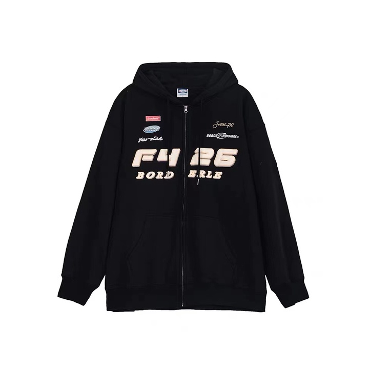 Áo khoác cardigan có mũ trùm thêu hình hợp thời trang