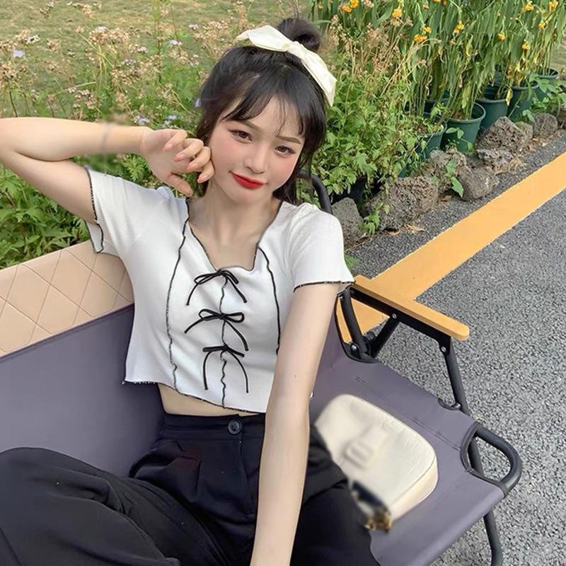 Áo croptop dệt kim cổ tròn thời trang quyến rũ cho nữ