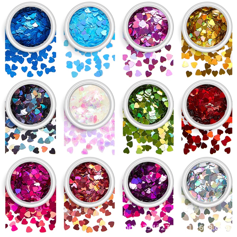 Hạt Kim Sa Hình Trái Tim Trang Trí Móng Tay DIY