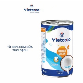 Com bo 2 lon nước cốt dừa tươi đặc béo vietcoco(lon 160 ml)