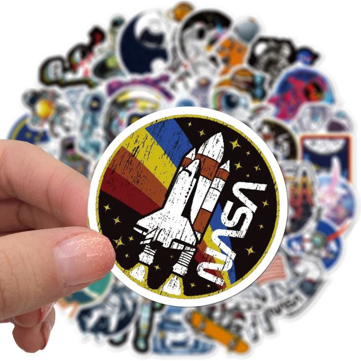 Sticker NASA nhựa PVC không thấm nước, dán nón bảo hiểm, laptop, điện thoại, Vali, xe, Cực COOL #137