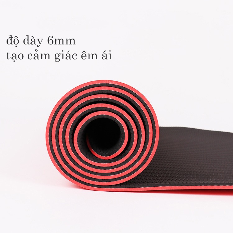 Thảm tập Yoga TPE cao cấp 2 lớp loại giày 6mm, thảm tập thể dục chống trơn chống trượt