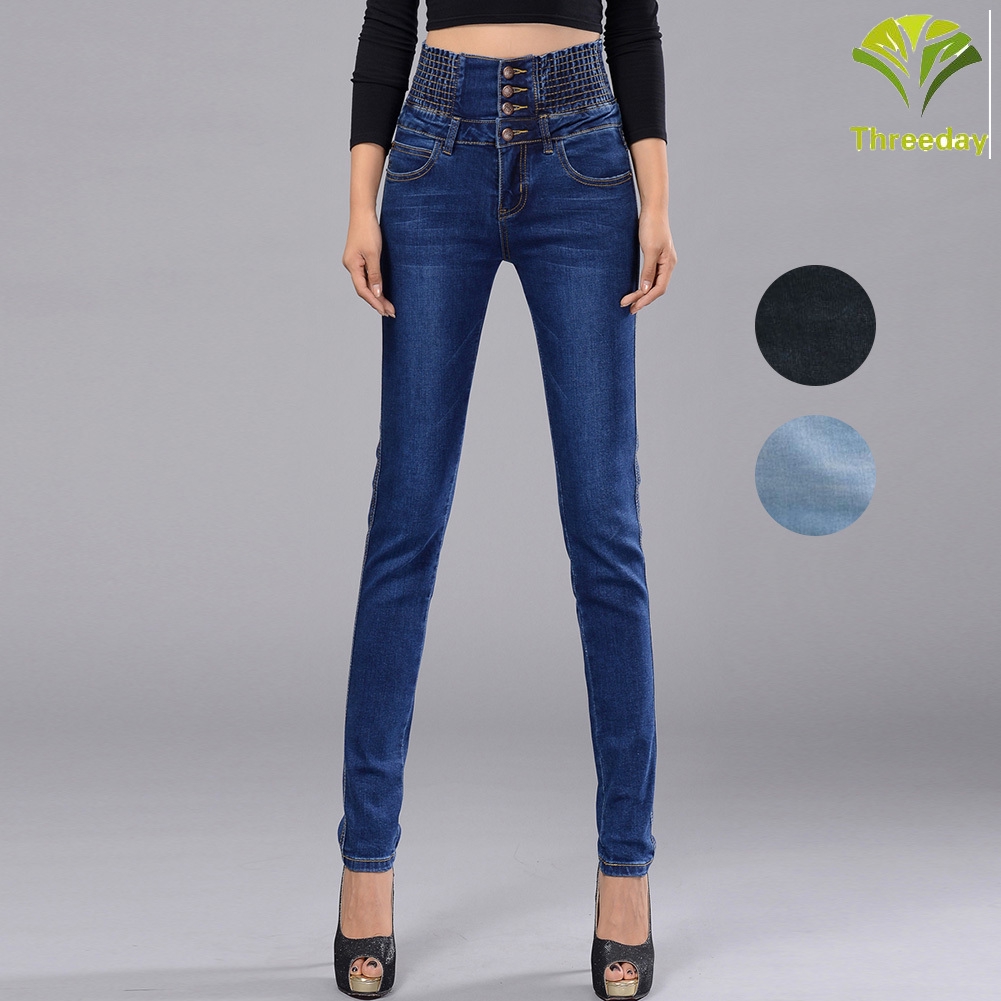 Quần Jeans Nữ Lưng Cao Dáng Bút Chì