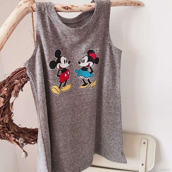 Đầm Sát Nách In Hoạt Hình Kiểu Hàn Quốc Thời Trang Mùa Hè Cho Bé Gái