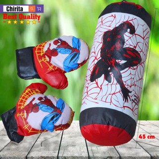 Bộ đấm bốc boxing người nhện bằng da mềm an toàn cho bé