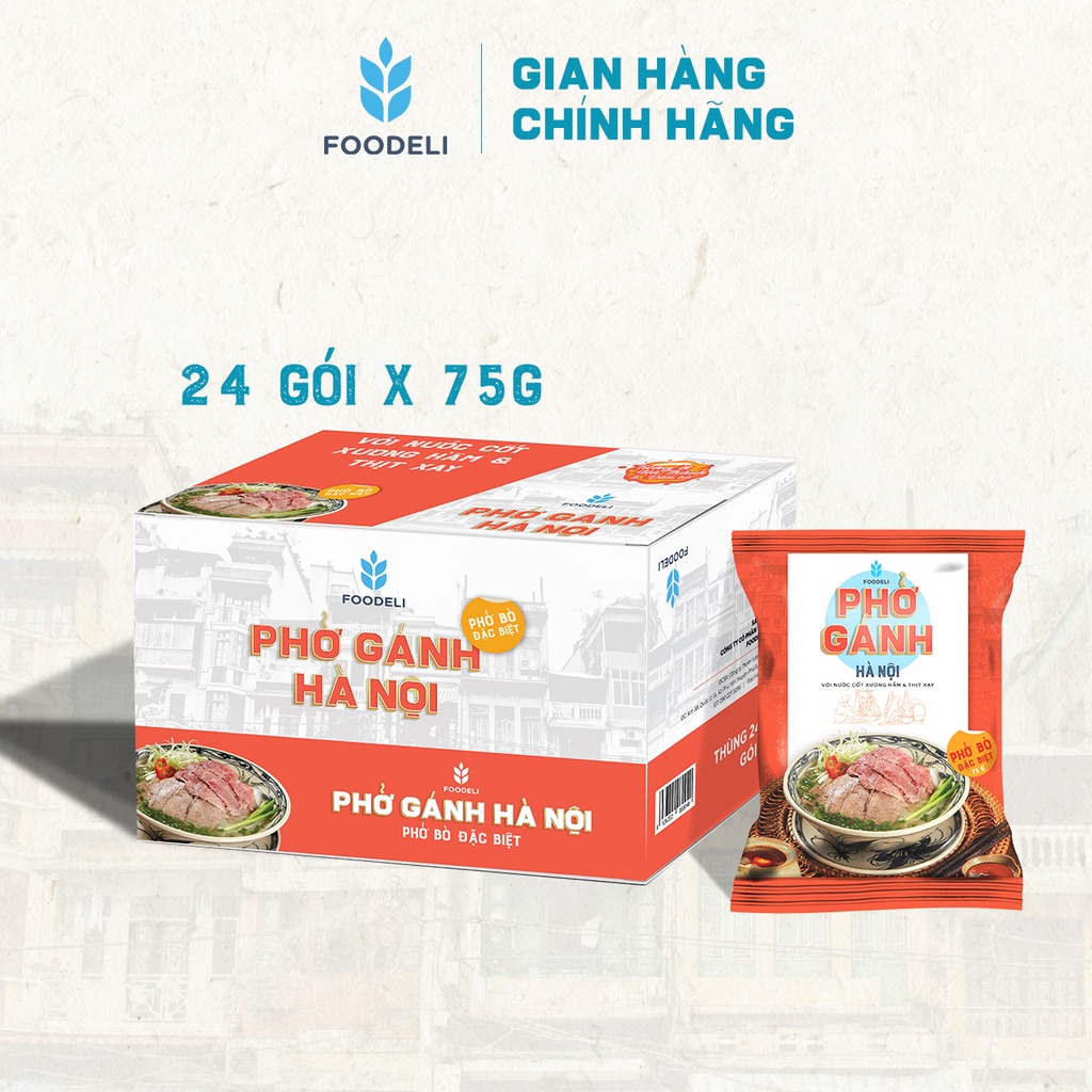 Phở Gánh Hà Nội ăn liền - Phở Bò Đặc Biệt (Thùng 24x75Gr)