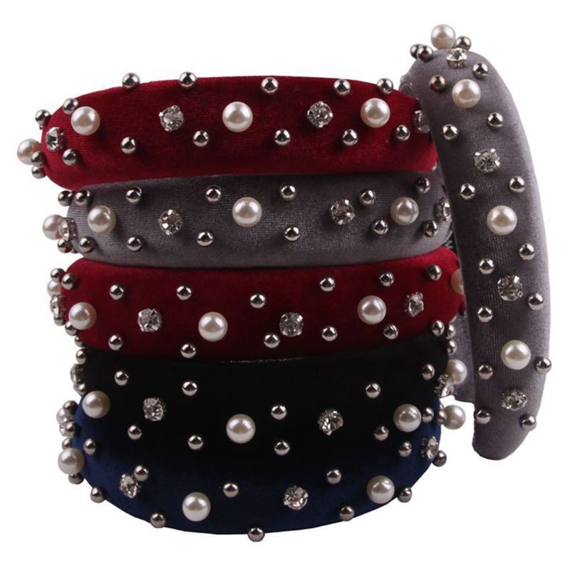 Băng Đô Đính Đá Và Ngọc Trai Nhân Tạo Thời Trang Dành Cho Nữ