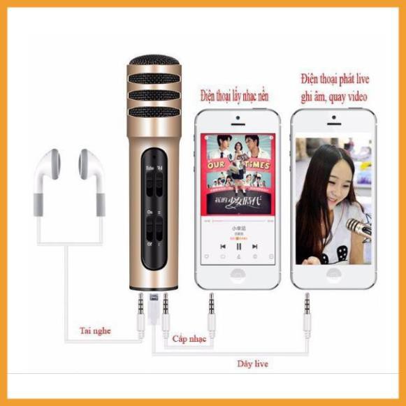 Micro Livestream C7  Loại 1, đủ phụ kiện Thu Âm Hát Karaoke Livestream 3 in 1 - Chính hãng - Bh 3 tháng FREESHIP