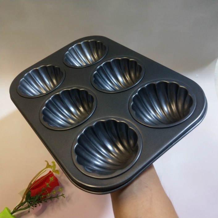 Khuôn nướng bánh cupcake, muffin, rau câu 6 ô loại to dày - T0184