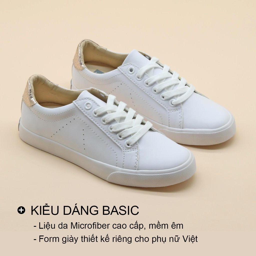 Giày thể thao nữ sneaker màu trắng đẹp dáng giày đế bằng cổ thấp chính hãng bAimée & bAmor - MS0963