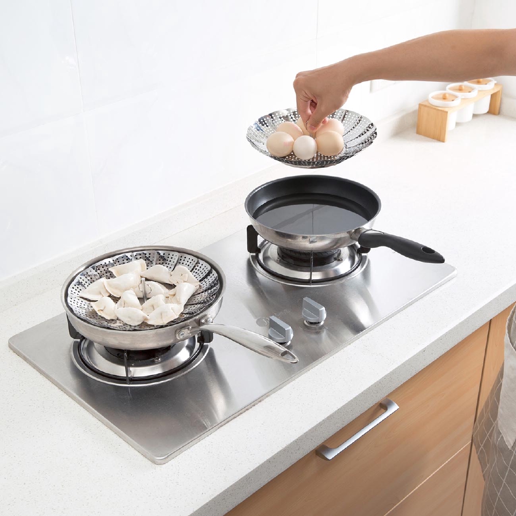 Khay hấp JUJIAJIA bằng bạc không gỉ có thể gấp gọn tiện dụng cho nhà bếp