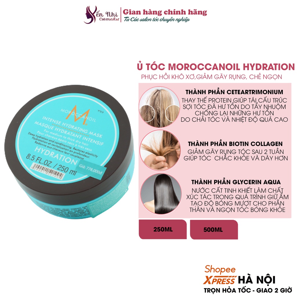 Kem ủ tóc Moroccanoil chính hãng dầu hấp tóc phục hồi hư tổn moroccanoil treatment  Hydrating Mask 250ml DT02.250ml