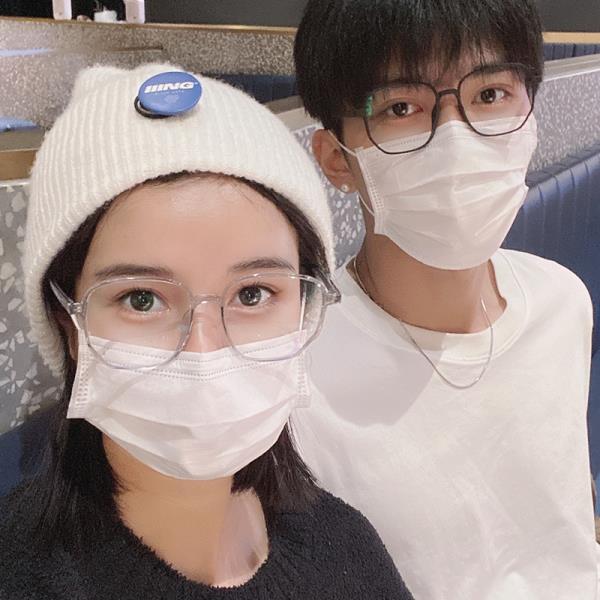 Lc_y Mắt kính gọng lớn màu đen siêu nhẹ trang điểm mắt to rõ ràng cho nữ
