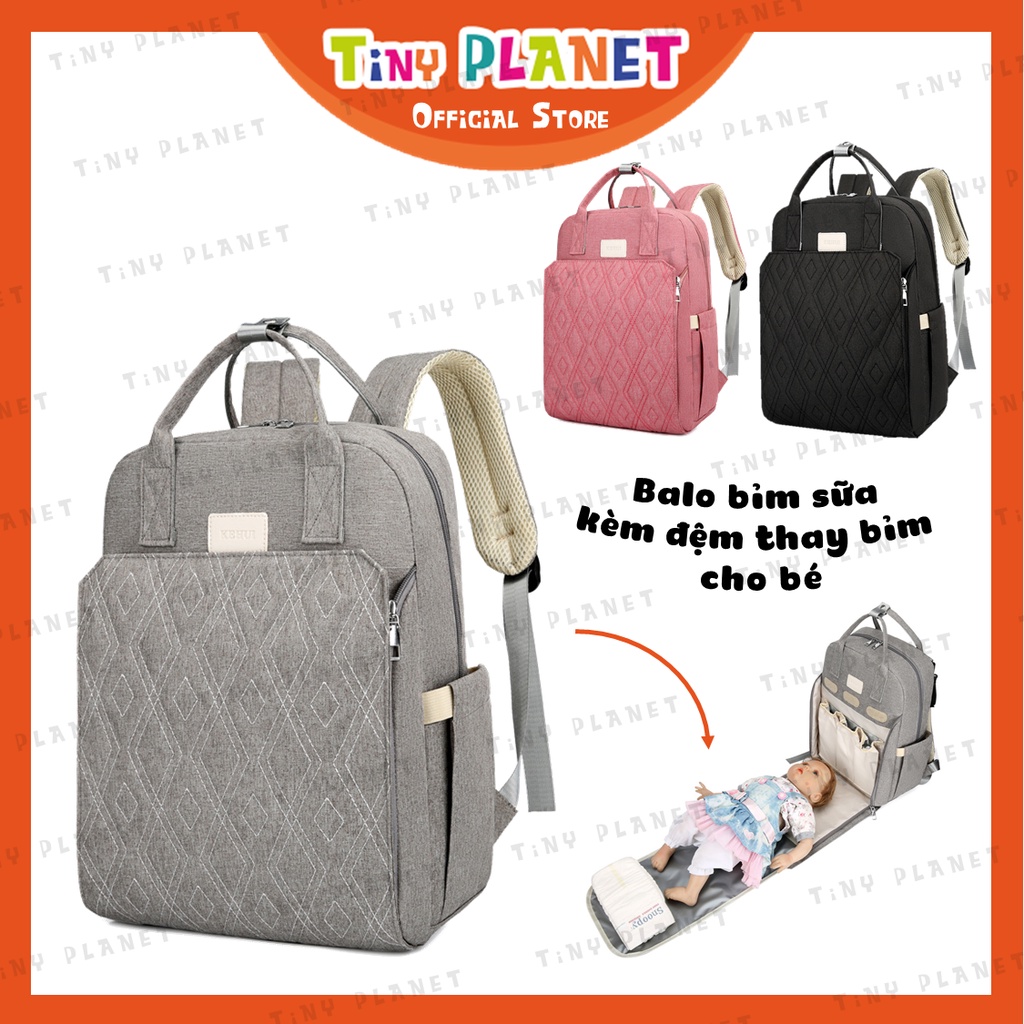 Balo bỉm sữa cao cấp kèm lót thay bỉm cho bé tiện lợi