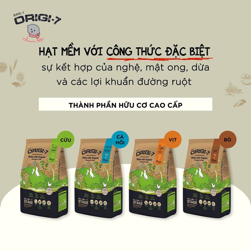 Hạt Mềm Hữu Cơ ORIGI-7 Cho Chó - Thức Ăn Cho Thú Cưng Amun Pet