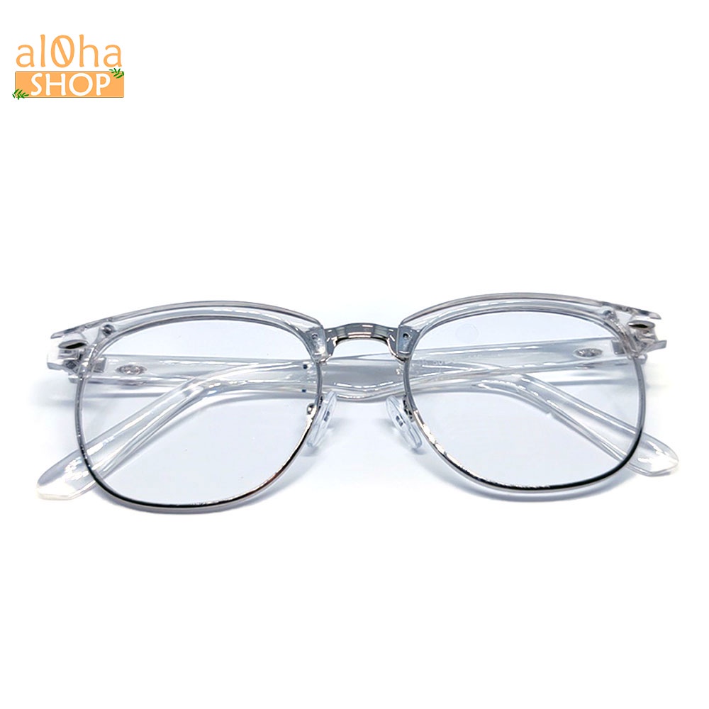 Mắt kính thời trang chống bụi gọng nhựa viền kim loại vuông K3016 unisex nam nữ - al0ha Shop
