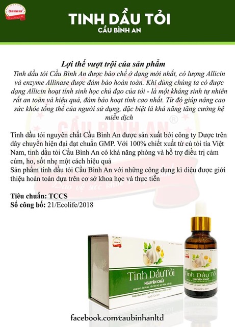 Tinh dầu tỏi Cầu Bình An (phiên bản mới nâng cấp vượt trội hàm lượng Allicin)