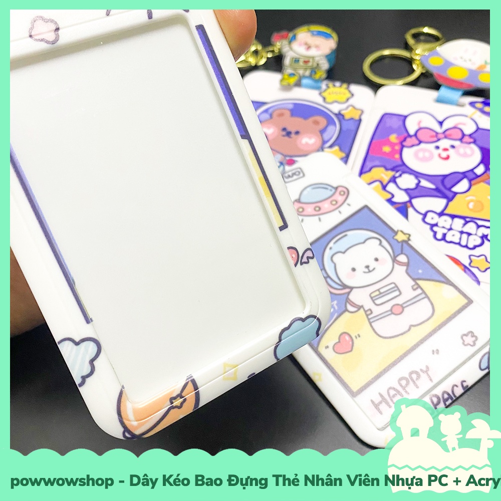 [Sẵn VN - Hỏa Tốc] Dây Kéo Bao Đựng Thẻ Nhân Viên Nhựa PC + Acrylic Mẫu Nhân Vật Hoạt Hình Rabbit &amp; Bear Plannet
